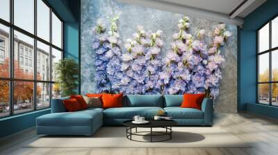 Lilac Delphinium flower in trendy 2022 color. Wall mural