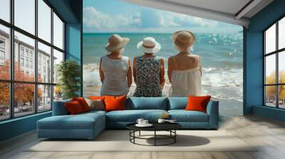 old friends on the beach Wall mural