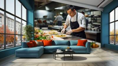 eco-conscious chef, culinary sustainability, minimizing food waste in the culinary industry Wall mural