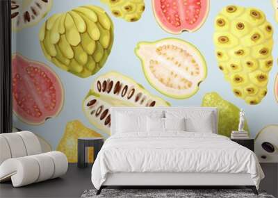 Exotic fruits seamless Wall mural