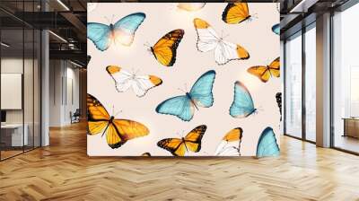 Vector pattern with high detailed tropic butterfly Wall mural