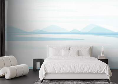 Arctic landscape. Ocean, snowy mountains, sky. The North Pole. Wall mural