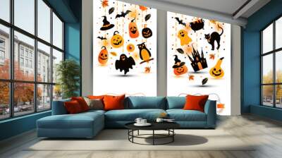 Halloween banners set on white background. Invitation to night p Wall mural