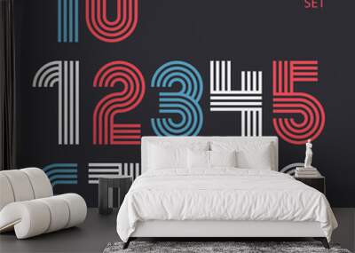 retro stripes funky numbers set,trendy elegant retro style desig Wall mural