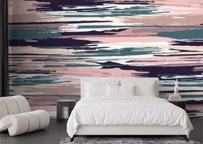 Vector seamless pattern with hand drawn rough edges textured brush strokes and stripes hand painted. Wall mural