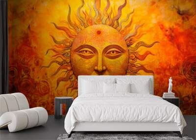 The concept of the symbolism of the planets in Astrology. Mythical creature as a symbol of the sun God Ra Helios Wall mural