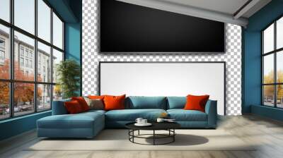 Flat tvs on a transparent background. Wall mounted plasma TV. Black and white. Realistic image. Set for design. Vector. Wall mural