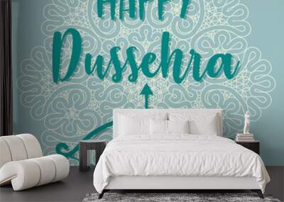 Happy Dussehra background decorated with ornamental floral design and paper bow-arrow. Wall mural