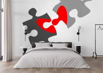 Puzzles flat icon. Monochrome puzzle with color, contrast, brigh Wall mural