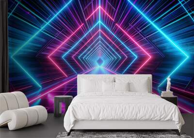 Futuristic Neon Tunnel with Vibrant Blue and Pink Lights

 Wall mural