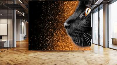 cat on black Wall mural