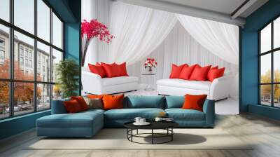 red sofa in a room Wall mural