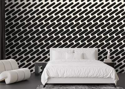 Black and white vector abstract geometric halftone seamless pattern with diagonal dash lines, fade stripes. Extreme sport style background, urban art. Stylish minimal texture. Repeat sporty design Wall mural