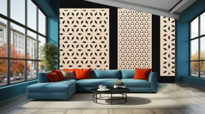 Laser cut pattern. Vector stencil with abstract floral geometric grid, ornament in Asian style. Decorative template for laser cutting panel of wood, paper, metal, plastic. Aspect ratio 1:1, 1:2 Wall mural