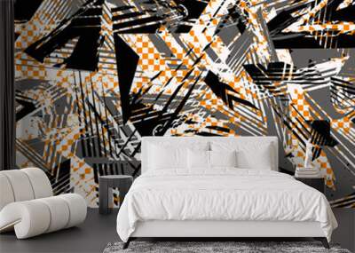 Vector abstract seamless geometric pattern. Modern urban art grunge texture Wall mural