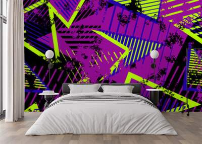 Vector abstract seamless geometric pattern. Modern urban art grunge texture Wall mural