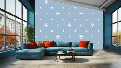 Vector minimalist geometric texture. Subtle geometric seamless pattern with small squares, dots, snowflakes. Elegant light blue abstract background. Simple minimal repeat design for decor, wallpapers Wall mural