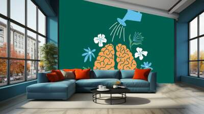 mental health care, psychology therapy. wellness mind, wellbeing, psychologist help, self care, grow Wall mural