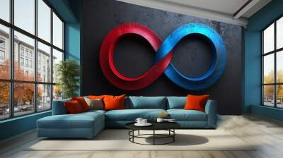 a background image, infinity symbol, just red and blue. the color of the magnets Wall mural