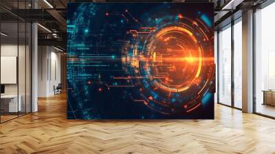 abstract futuristic data computer technology business background Wall mural