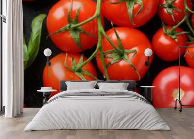 Red tomatoes and pepper top view Wall mural