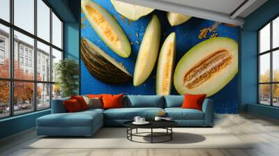 Slices of yellow melons Wall mural