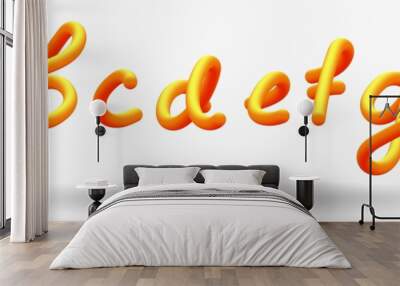 Alphabet creative orange lettering Glossy blended letters. 3D bubble font. Wall mural