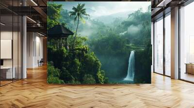 Beautiful Balinese Nature Scenery in the Middle of a Tropical Jungle Wall mural