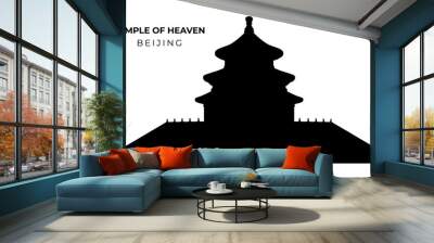 China. Peking. Silhouette of religious building  isolated on the transparent background. Temple of Heaven: an Imperial Sacrificial Altar in Beijing. Vector illustration Wall mural