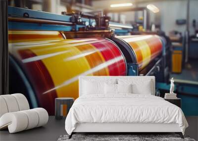 Colorful Printing Rolls on a Modern Press Machine Wall mural