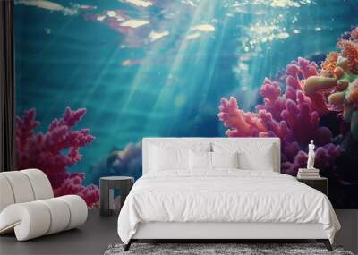 Coral reef. Underwater world. AI generated. Wall mural