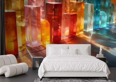 Layered colored glass panels refract sunlight, creating a mesmerizing kaleidoscope effect Wall mural