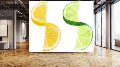 lemon and lime fruit twisted slice Wall mural