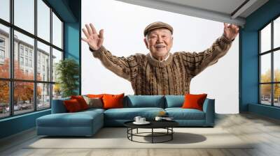 old man on white background isolated Wall mural