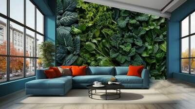 Photo banner of different types of vegetable foliage and textures Wall mural