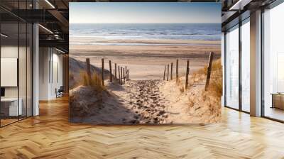 sand path to North sea at sunset Wall mural