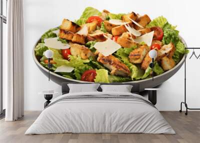 bowl of fresh caesar salad with garden vegetables isolated on a transparent background Wall mural