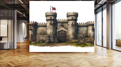 fort surrounded castle on transparent background, png file Wall mural