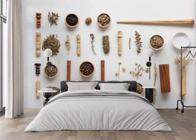 minimalistic set of traditional chinese medicine background Wall mural