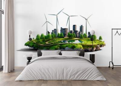 wind energy, wind turbines, wind power station background. alternative energy. sustainable developme Wall mural