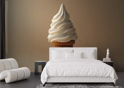 white ice cream on brown cone Wall mural