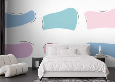 set of frames, textbox, doodle style. hand drawn. vector Wall mural