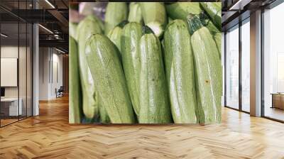 zucchini harvest for food patterns on market stal Wall mural