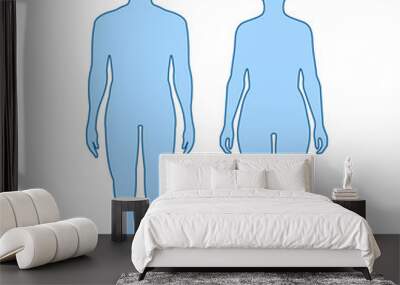 Silhouettes of men and women on a white background. Wall mural