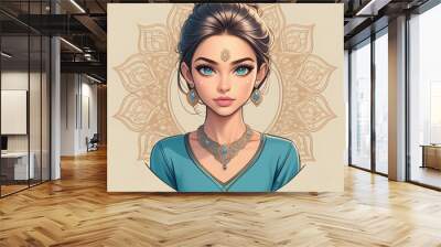 Indian girl avatar Wall mural