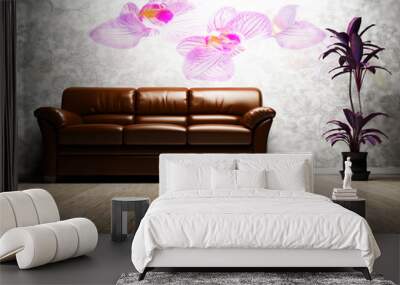 Modern  interior design of living room Wall mural