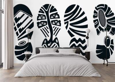 Silhouette of sport running shoes isolated on white. Wall mural