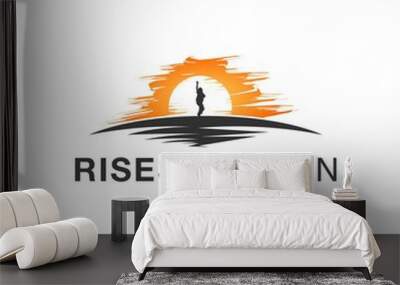 rise solution abstract company logo whit sunrise in orange colors Wall mural