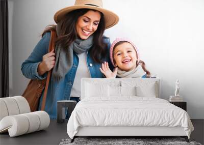 Mother and daughter having fun in same outfits. Fashionable family - Image Wall mural