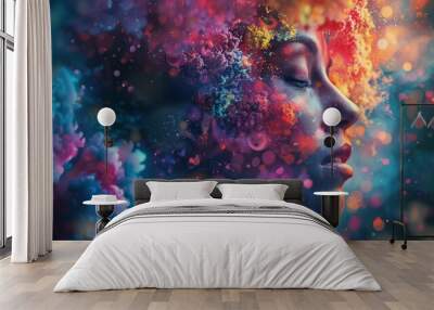 Embracing the fluidity of digital media in art creation  AI generated illustration Wall mural